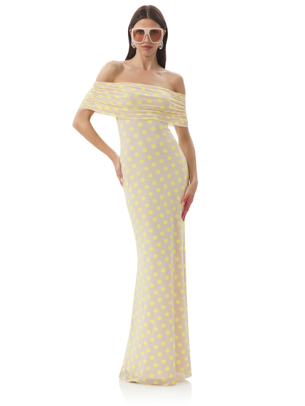 NWT AFRM McCall Sun Dot Mesh Off-The-Shoulder Maxi Dress Plus Size 3X